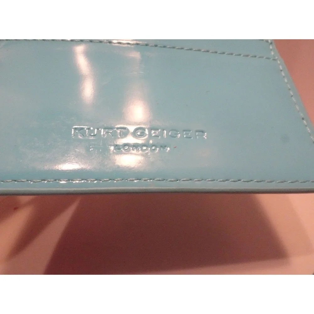 Kurt Geiger London Blue Quilted Patent Leather Card Holder Wallet Eagle Head